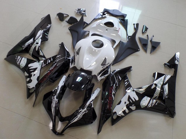 2007-2008 Honda CBR600RR Motorcycle Fairings - White Glossy Black Leyla