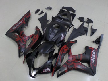 Best 2007-2008 Honda CBR600RR Motorcycle Fairings - Matte Black Red Skull