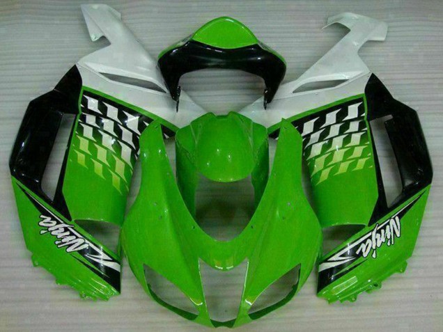 2007-2008 Kawasaki ZX6R Motorcycle Fairings - Green White Ninja