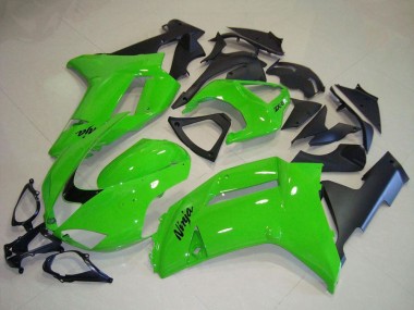 Best 2007-2008 Kawasaki ZX6R Motorcycle Fairings - Green Matte Black