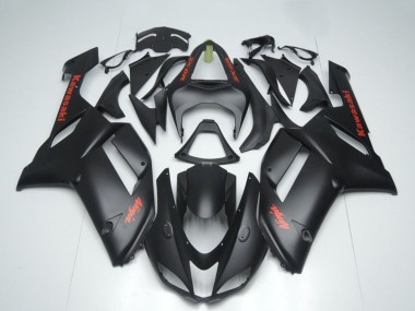 Best 2007-2008 Kawasaki ZX6R Motorcycle Fairings - Matte Black with Red Sticker