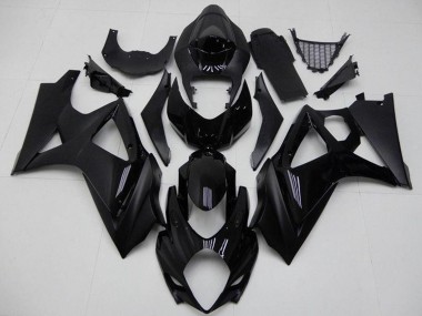 Best 2007-2008 Suzuki GSXR 1000 Motorcycle Fairings - Glossy Black Matte Black No Decal