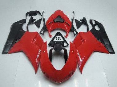 Best 2007-2014 Ducati 848 Motorcycle Fairings - Red Matte Black OEM Style