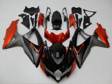 Best 2008-2010 Suzuki GSXR 600/750 Motorcycle Fairings - Orange Grey Glossy Black