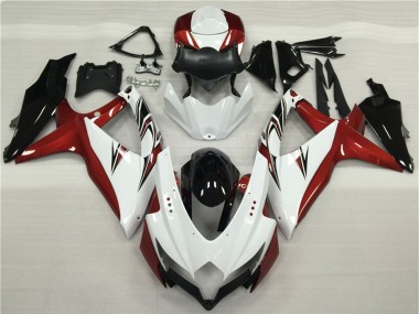 Best 2008-2010 Suzuki GSXR 600/750 Motorcycle Fairings - White Red Glossy Black