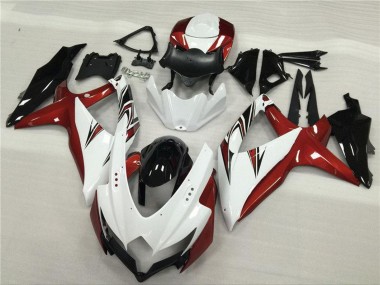 Best 2008-2010 Suzuki GSXR 600/750 Motorcycle Fairings - White Red Glossy Black