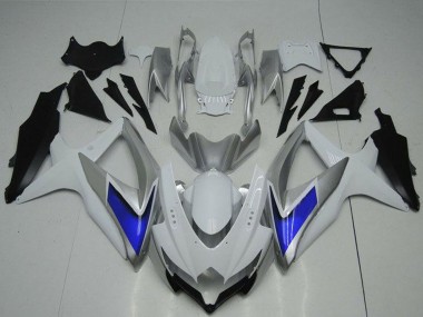 Best 2008-2010 Suzuki GSXR 600/750 Motorcycle Fairings - Silver White Blue Black