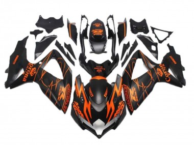 Best 2008-2010 Suzuki GSXR 600/750 Motorcycle Fairings - Matte Black Orange Alstare Corona Motul
