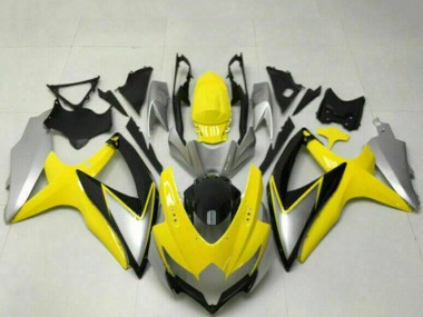 Best 2008-2010 Suzuki GSXR 600/750 Motorcycle Fairings - Yellow Silver Glossy Black