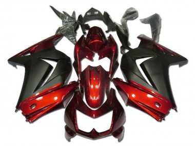 Best 2008-2012 Kawasaki EX250 Motorcycle Fairings - Red Matte Black