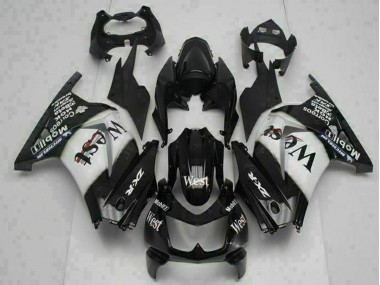 Best 2008-2012 Kawasaki EX250 Motorcycle Fairings - Glossy Black White West