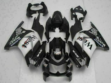 Best 2008-2012 Kawasaki EX250 Motorcycle Fairings - Glossy Black White West