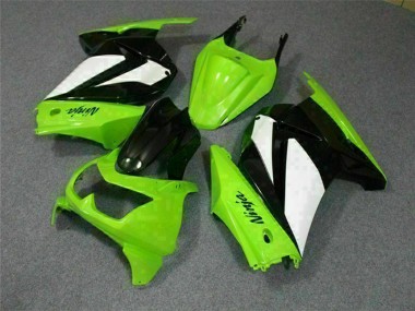 Best 2008-2012 Kawasaki EX250 Motorcycle Fairings - Green White Black