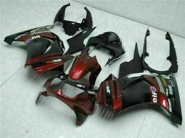 Best 2008-2012 Kawasaki EX250 Motorcycle Fairings - Glossy Black Maroon Red