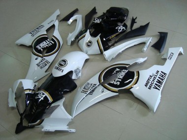 Best 2008-2016 Yamaha YZF R6 Motorcycle Fairings - White Glossy Black Lucky Strike Motul Michelin 34