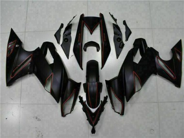 Best 2009-2011 Kawasaki EX650 Motorcycle Fairings - Matte Black Red Stripe