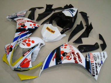 Best 2009-2011 Yamaha YZF R1 Motorcycle Fairings - White Red Yellow Black Pepe Phone Dark Dog