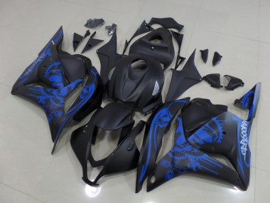 Best 2009-2012 Honda CBR600RR Motorcycle Fairings - Matte Black Blue Skull