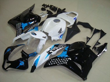 Best 2009-2012 Honda CBR600RR Motorcycle Fairings Kits - White Blue Glossy Black
