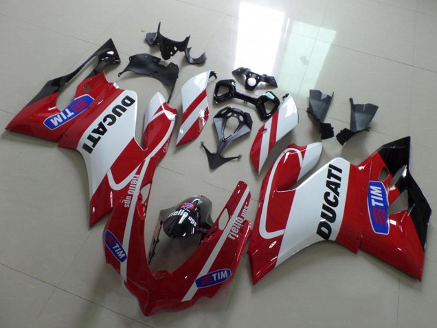 2011-2014 Ducati 1199 Motorcycle Fairings - White Red Tim