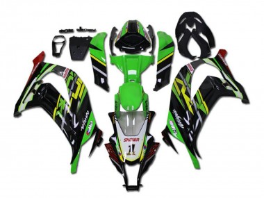Best 2011-2015 Kawasaki ZX10R Motorcycle Fairings - Green Yellow Glossy Black Red Showr 1
