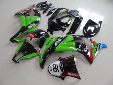 Best 2011-2015 Kawasaki ZX10R Motorcycle Fairings - Green Red Glossy Black KIPS Motocard Elf 66