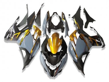 Best 2018-2024 Kawasaki EX400 Motorcycle Fairings - Gold Nardo Grey Black