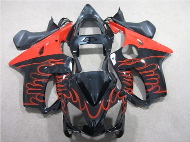 Best 2001-2003 Honda CBR600 F4i Motorcycle Fairing Kits - Glossy Black Red Flame