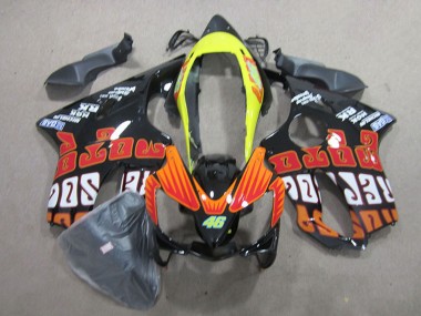 Best 2004-2007 Honda CBR600 F4i Motorcycle Fairings - Yellow Orange Glossy Black Rossi 46