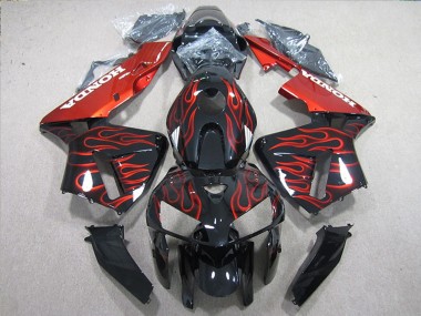 Best 2005-2006 Honda CBR600RR Bike Fairings - Glossy Black Red Flame