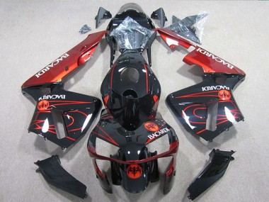 Best 2005-2006 Honda CBR600RR Motorcycle Fairings - Glossy Black Red BACARDI