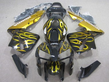 Best 2005-2006 Honda CBR600RR Motorcycle Fairings - Glossy Black Yellow Flame