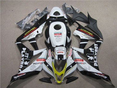 Best 2007-2008 Honda CBR600RR Motorcycle Fairings - White Gold Glossy Black PlayBoy HRC