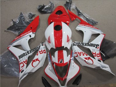 Best 2007-2008 Honda CBR600RR Motorcycle Fairings - White Red Pramac Bridgestone