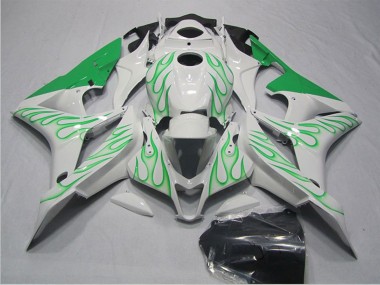 Best 2007-2008 Honda CBR600RR Motorcycle Fairings - White Green Flame