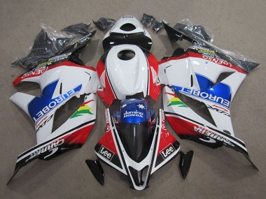 Best 2009-2012 Honda CBR600RR Motorcycle Fairings - White Red Blue EuroBet Lee