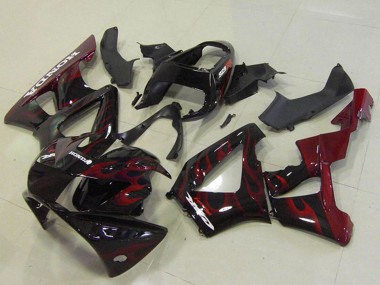 Best 2000-2001 Honda CBR900RR 929 Motorcycle Fairings - Glossy Black Red Flame