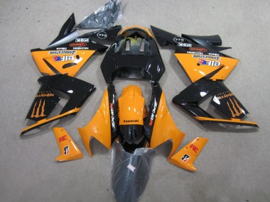 Best 2004-2005 Kawasaki ZX10R Motorcycle Fairings - Orange Glossy Black 3M Monster