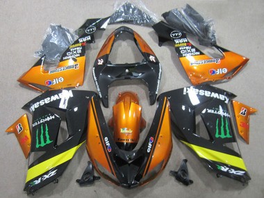 Best 2006-2007 Kawasaki ZX10R Motorcycle Fairings - Orange Yellow Glossy Black Green Monster