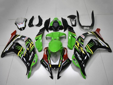 Best 2016-2020 Kawasaki ZX10R Motorcycle Fairings - Green Yellow Red White Black Monster