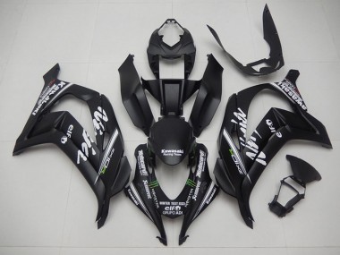 Best 2016-2020 Kawasaki ZX10R Motorcycle Fairings - Matte Black Green White Monster Racing Team Motocard