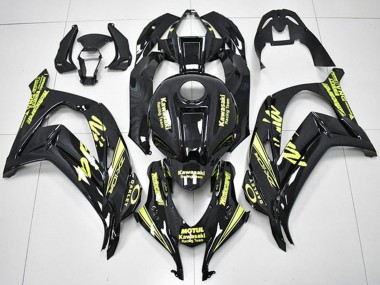 Best 2016-2020 Kawasaki ZX10R Motorcycle Fairings - Glossy Black Yellow Motul Racing Team Motocard