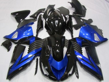 Best 2006-2011 Kawasaki ZX14R ZZR1400 Motorcycle Fairings - Blue Glossy Black
