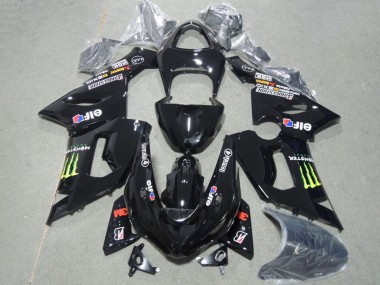Best 2005-2006 Kawasaki ZX6R Motorcycle Fairings - Glossy Black Green Monster