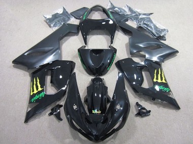 Best 2005-2006 Kawasaki ZX6R Motorcycle Fairing - Glossy Black Yellow Monster