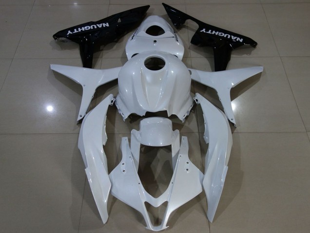2007-2008 Honda CBR600RR Motorcycle Fairing - White Glossy Black
