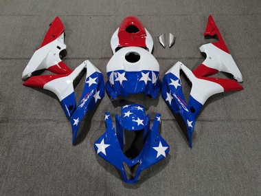 Best 2007-2008 Honda CBR600RR Motorcycle Fairings - White Blue Red American Flag