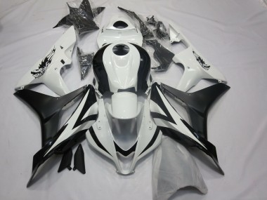 Best 2007-2008 Honda CBR600RR Motorcycle Fairings - White Matte Black OEM Style