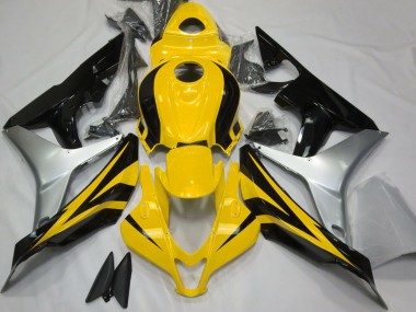Best 2007-2008 Honda CBR600RR Motorcycle Fairings - Silver Yellow Glossy Black