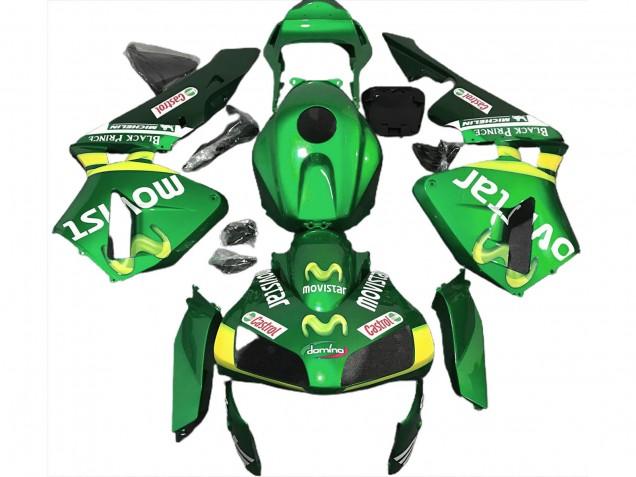 2003-2004 Honda CBR600RR Motorcycle Fairings - Green Yellow MoviStar